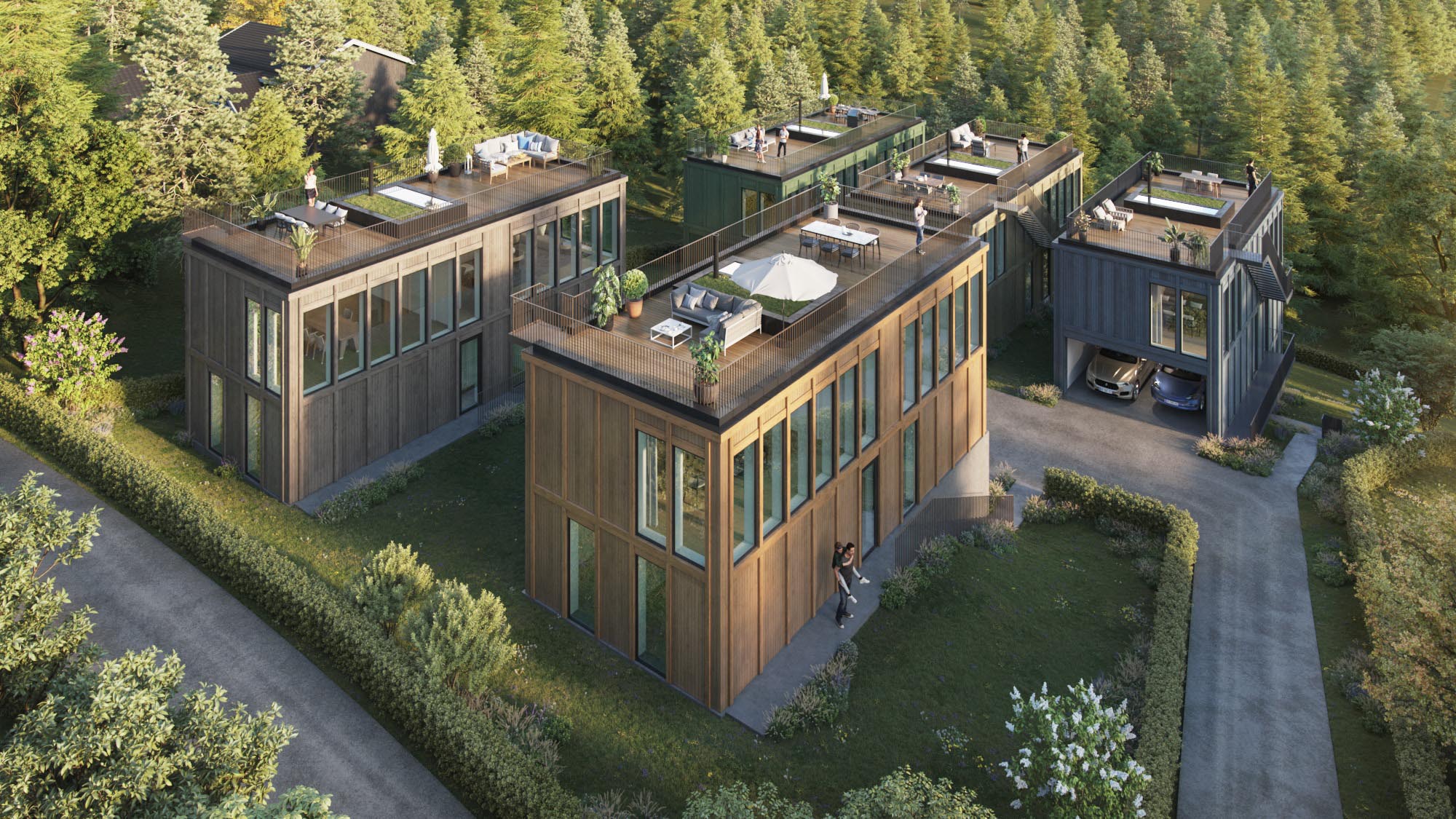 3D visualisering av eksteriør - Moderne stil på boliger i Oslo