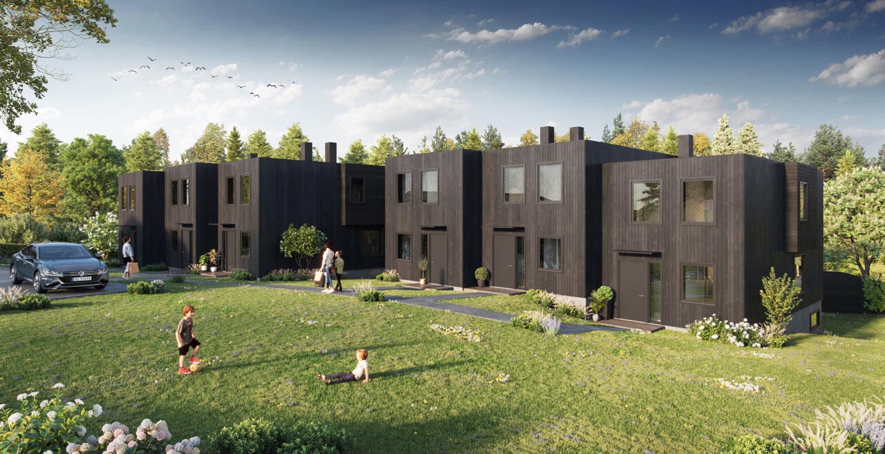 3D visualisering av eksteriør - Moderne stil på boliger i Oslo