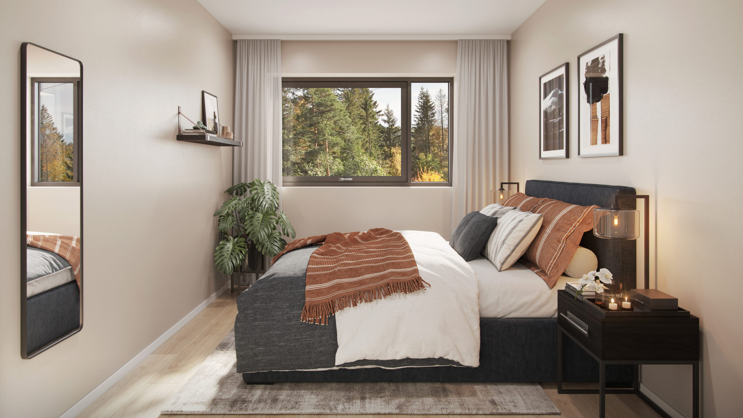 Soverom med stort vindu og fin utsikt - krav til størrelse på vindu for rømning - utsyn og sollys